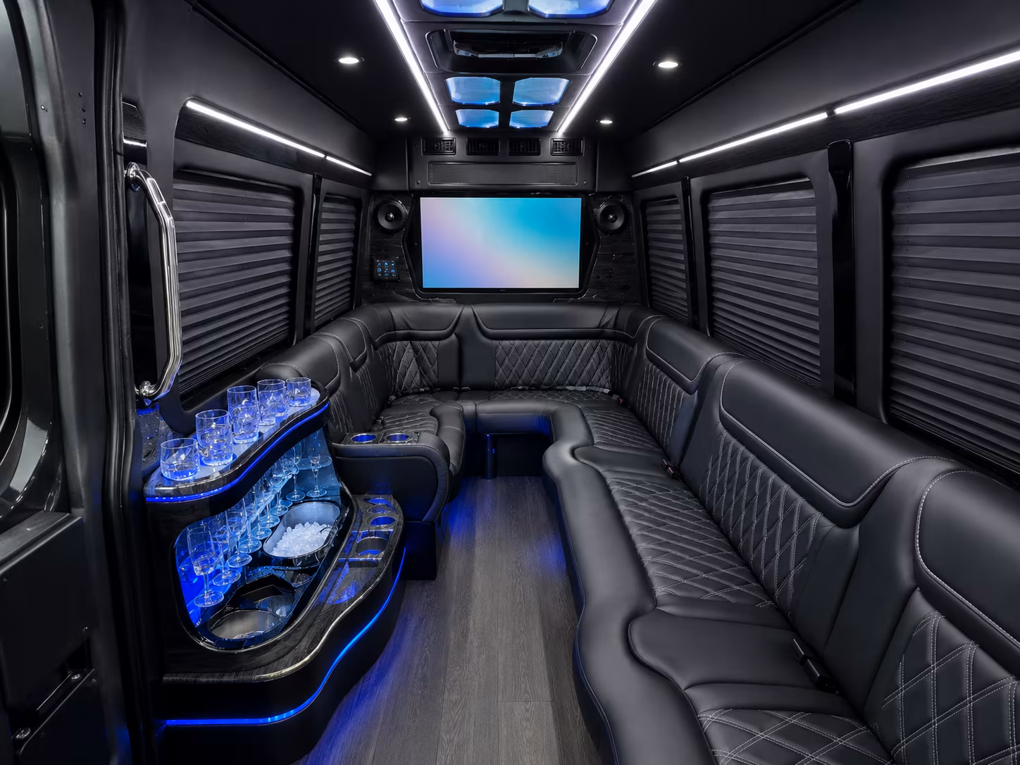 san leandro 20 passenger party bus interior