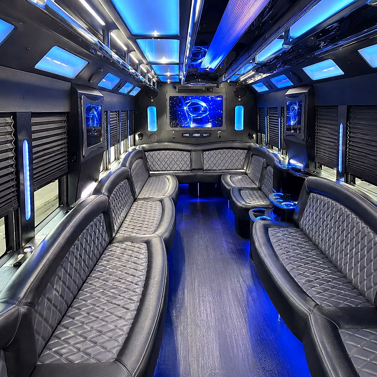 san leandro 50 passenger party bus interior